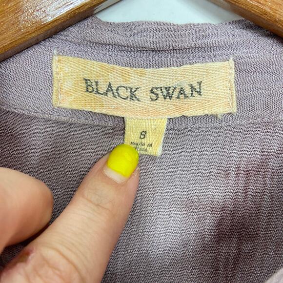 Black Swan‎ Shirt Dress Size S Mauve Tie Dye Crinkle Gauze Pockets Mini - Picture 2 of 9